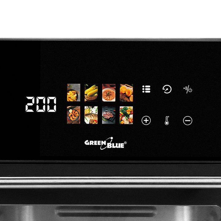 GreenBlue AIR FRYER fedtfri frituregryde, kraftig 1800 W, 10 l kapacitet, 8 programmer, tilbehør, timer, GB950