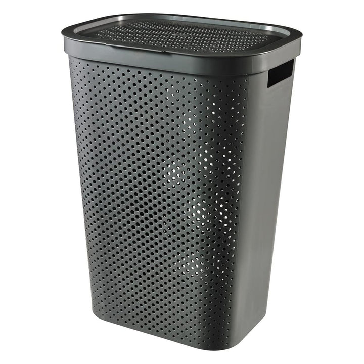 Curver Infinity Recycled vasketøjskurv, kapacitet 40 l, mørkegrå, 100 % genanvendt, 245675 + Curver Infinity Recycled vasketøjskurv 60 l