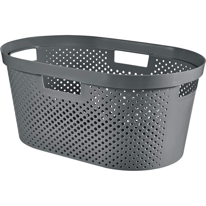 Curver Infinity Recycled vasketøjskurv, kapacitet 40 l, mørkegrå, 100 % genanvendt, 245675 + Curver Infinity Recycled vasketøjskurv 60 l