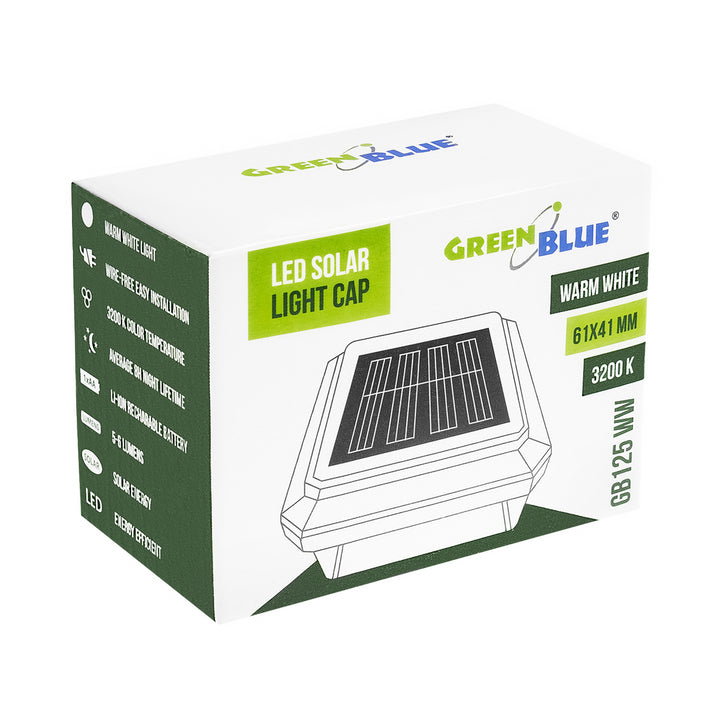 GreenBlue LED-solcellelampe til stolpe, 60x40 mm, konisk tag, 3200 K, GB125 WW