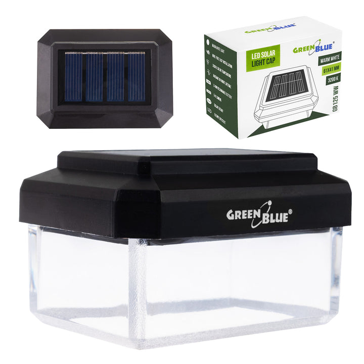 GreenBlue LED-solcellelampe til stolpe, 60x40 mm, konisk tag, 3200 K, GB125 WW