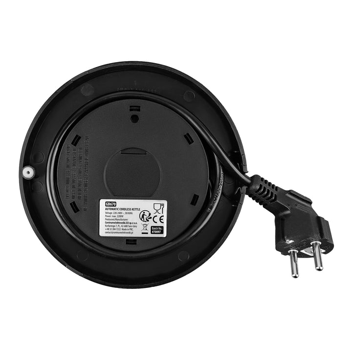 GreenBlue trådløs elkedel, 1,7 l, vandbeholder i glas, letlæseligt display, temperaturvalg, 2200 W, GB670 B