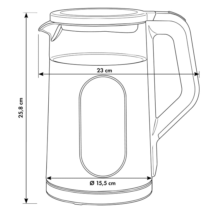 GreenBlue trådløs elkedel, 1,7 l, vandbeholder i glas, letlæseligt display, temperaturvalg, 2200 W, GB670 B
