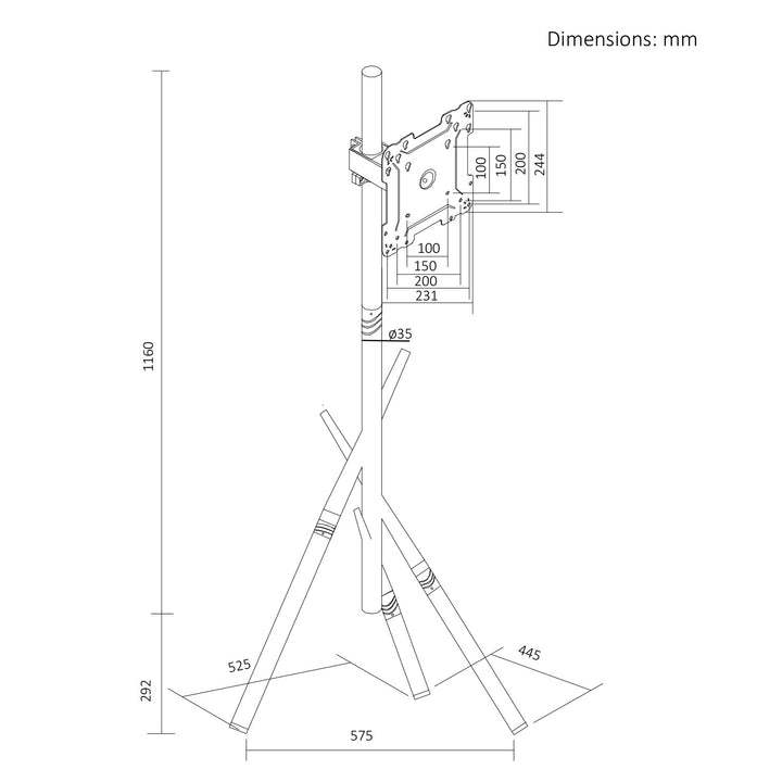 Maclean TV-holder/gulvstativ, 27-55", maks. VESA 200x200, maks. 60 kg, MC-181 W