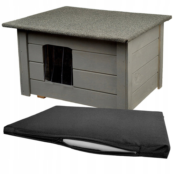 Hundehus, kattehus Woodok, isoleret, fyrretræ, grå + seng
