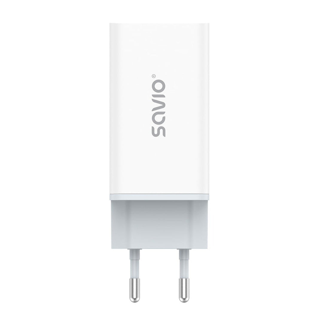 Savio netoplader, 1x USB-A, 2x USB-C, GaN, 65 W, hvid, SAVLA-07