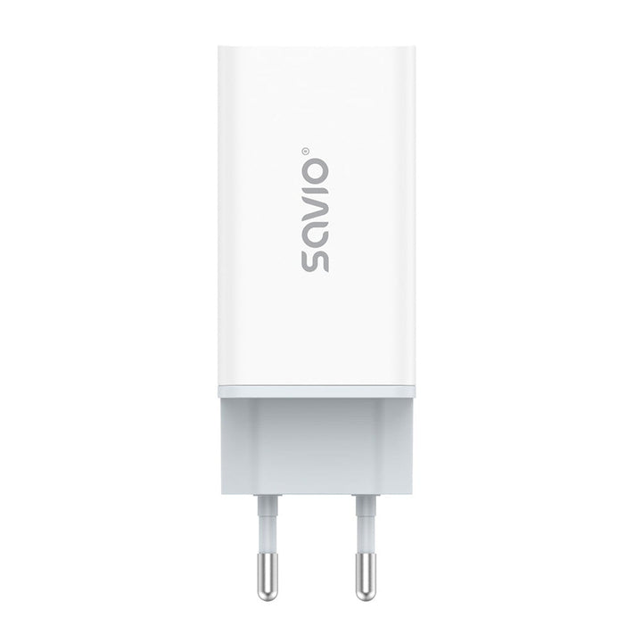 Savio netoplader, 1x USB-A, 2x USB-C, GaN, 65 W, hvid, SAVLA-07