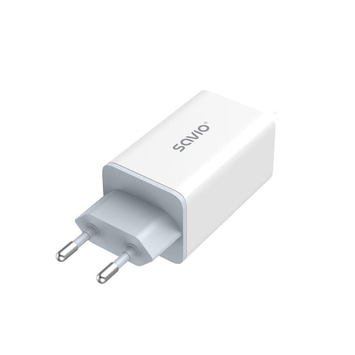 Savio netoplader, 1x USB-A, 2x USB-C, GaN, 65 W, hvid, SAVLA-07