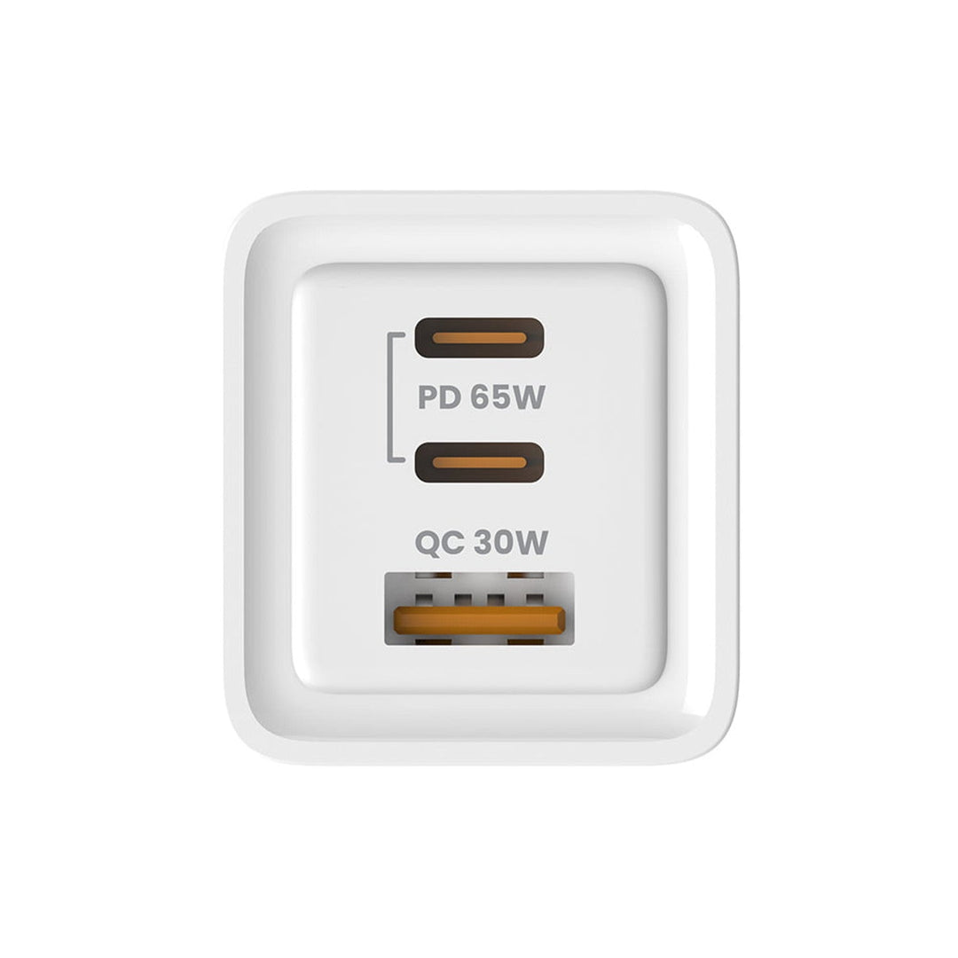 Savio netoplader, 1x USB-A, 2x USB-C, GaN, 65 W, hvid, SAVLA-07
