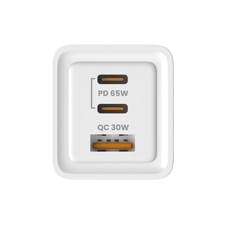 Savio netoplader, 1x USB-A, 2x USB-C, GaN, 65 W, hvid, SAVLA-07