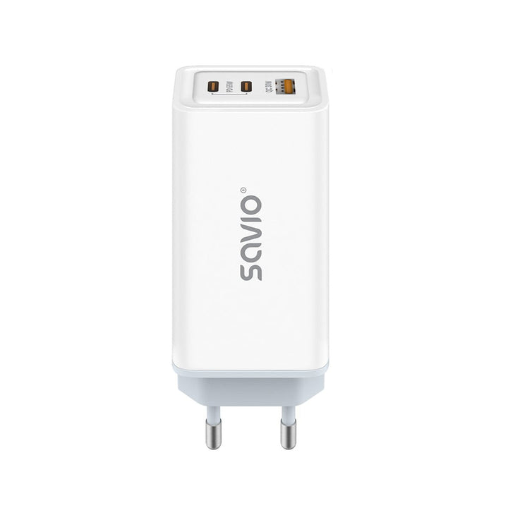 Savio netoplader, 1x USB-A, 2x USB-C, GaN, 65 W, hvid, SAVLA-07