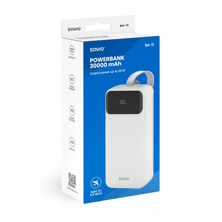 Powerbank SAVIO, 2 USB-porte, 1 USB-C-port, Quick Charge, Power Delivery, SAVBA-11