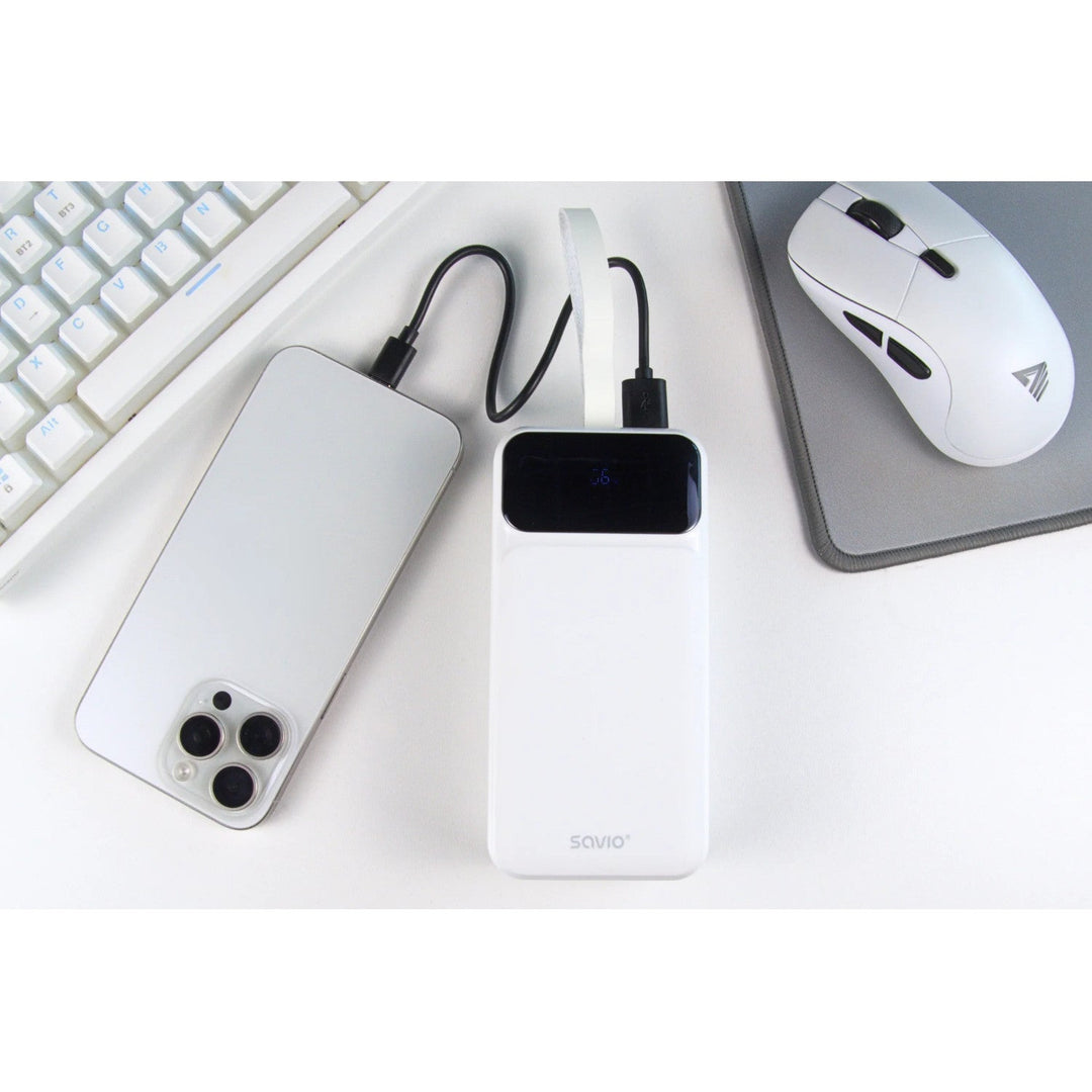 Powerbank SAVIO, 2 USB-porte, 1 USB-C-port, Quick Charge, Power Delivery, SAVBA-11