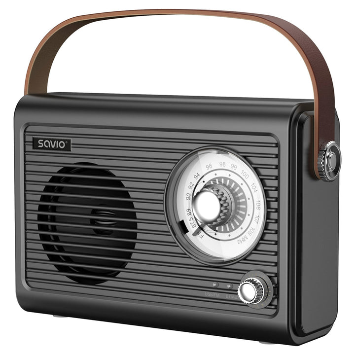 Savio bærbar FM-radio, batteridrevet, Bluetooth, AUX, SAVRS-01