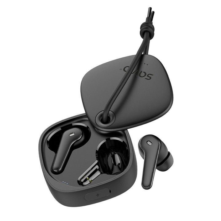 Savio trådløse hovedtelefoner, Bluetooth 5.3, ENC, USB-C, sort, SAVSLTWS-11