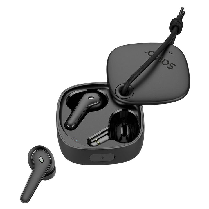 Savio trådløse hovedtelefoner, Bluetooth 5.3, ENC, USB-C, sort, SAVSLTWS-11