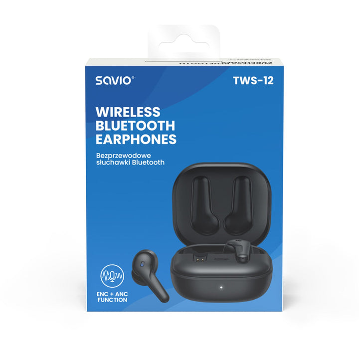 Savio trådløse hovedtelefoner, Bluetooth 5.3, ANC, USB-C, sort