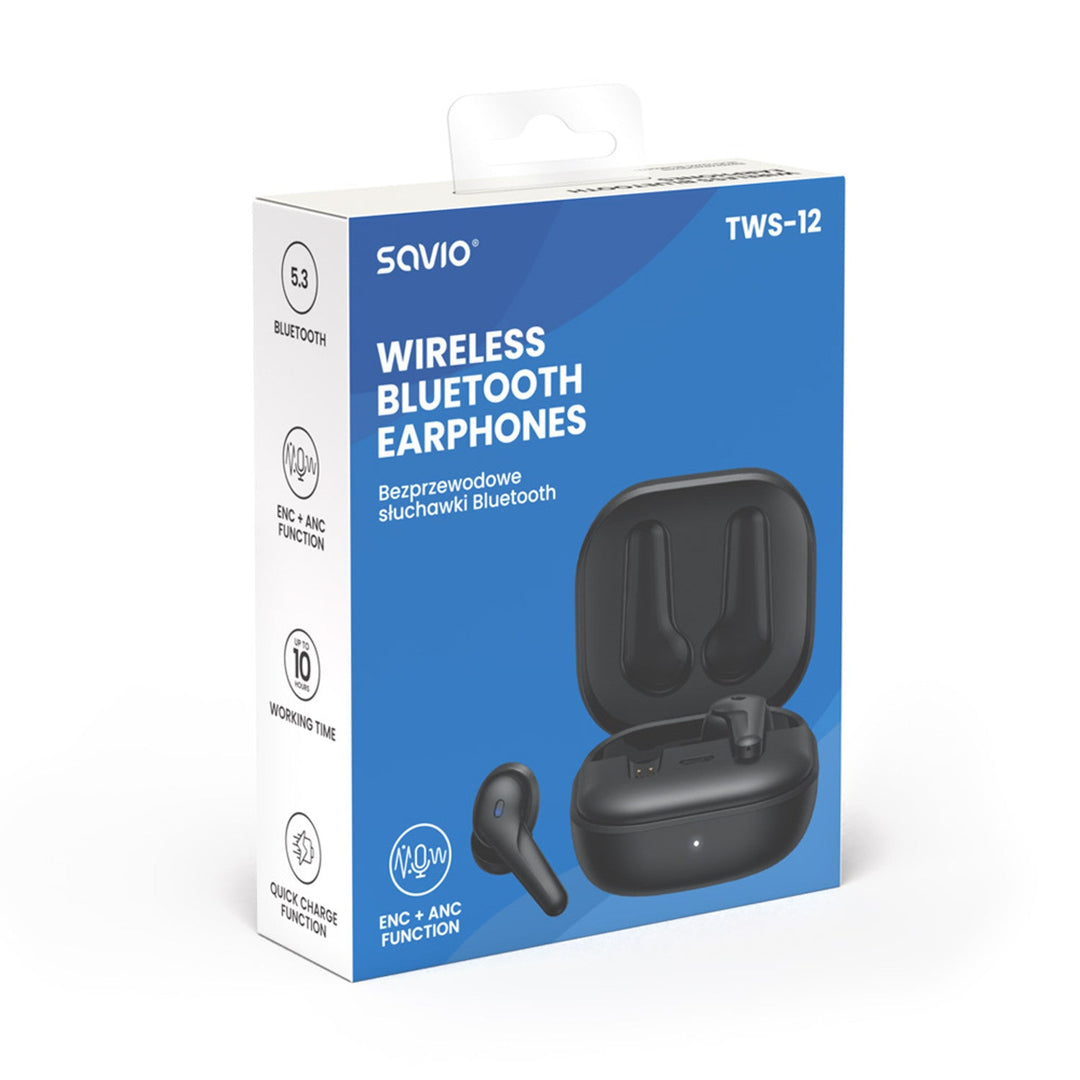 Savio trådløse hovedtelefoner, Bluetooth 5.3, ANC, USB-C, sort