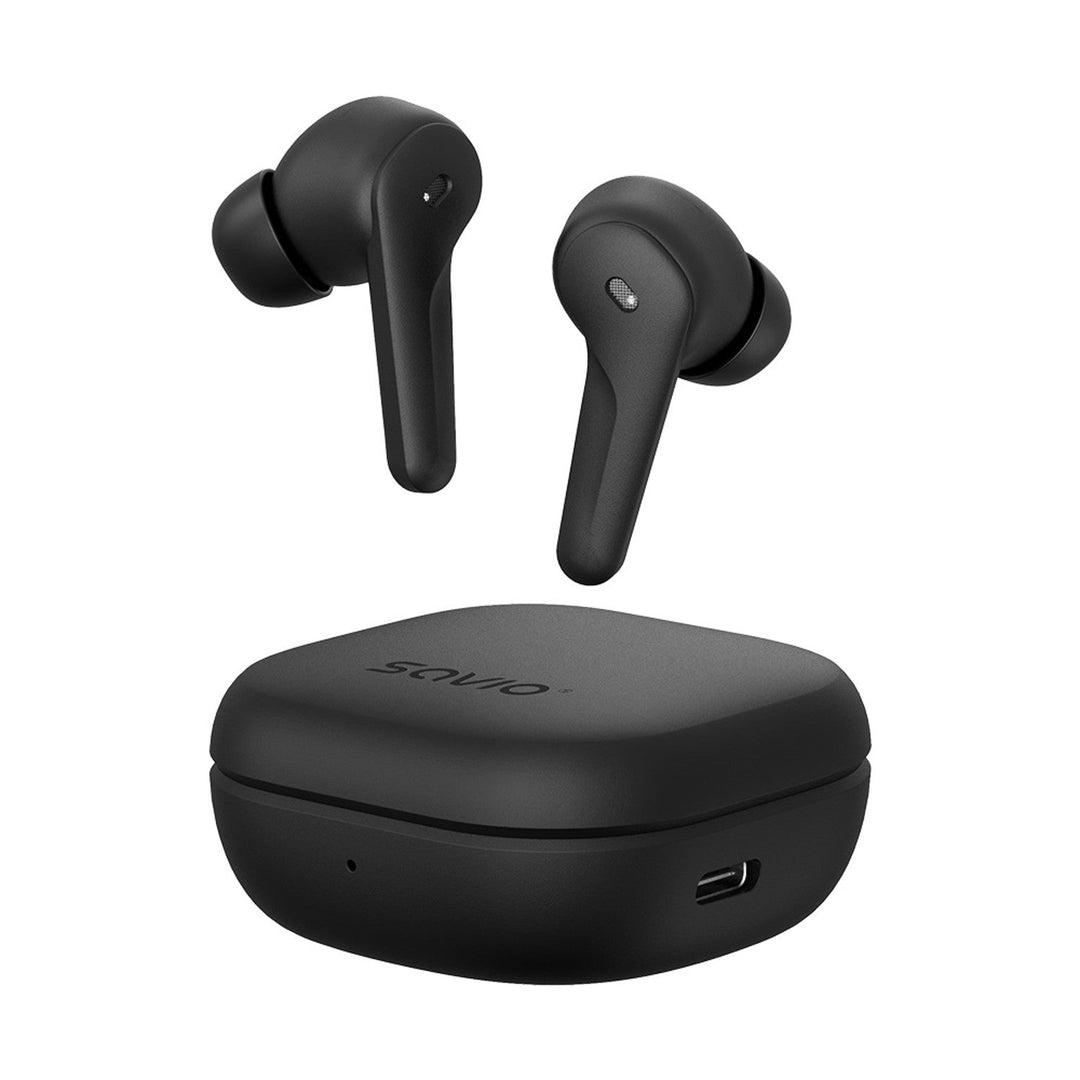 Savio trådløse hovedtelefoner, Bluetooth 5.3, ANC, USB-C, sort
