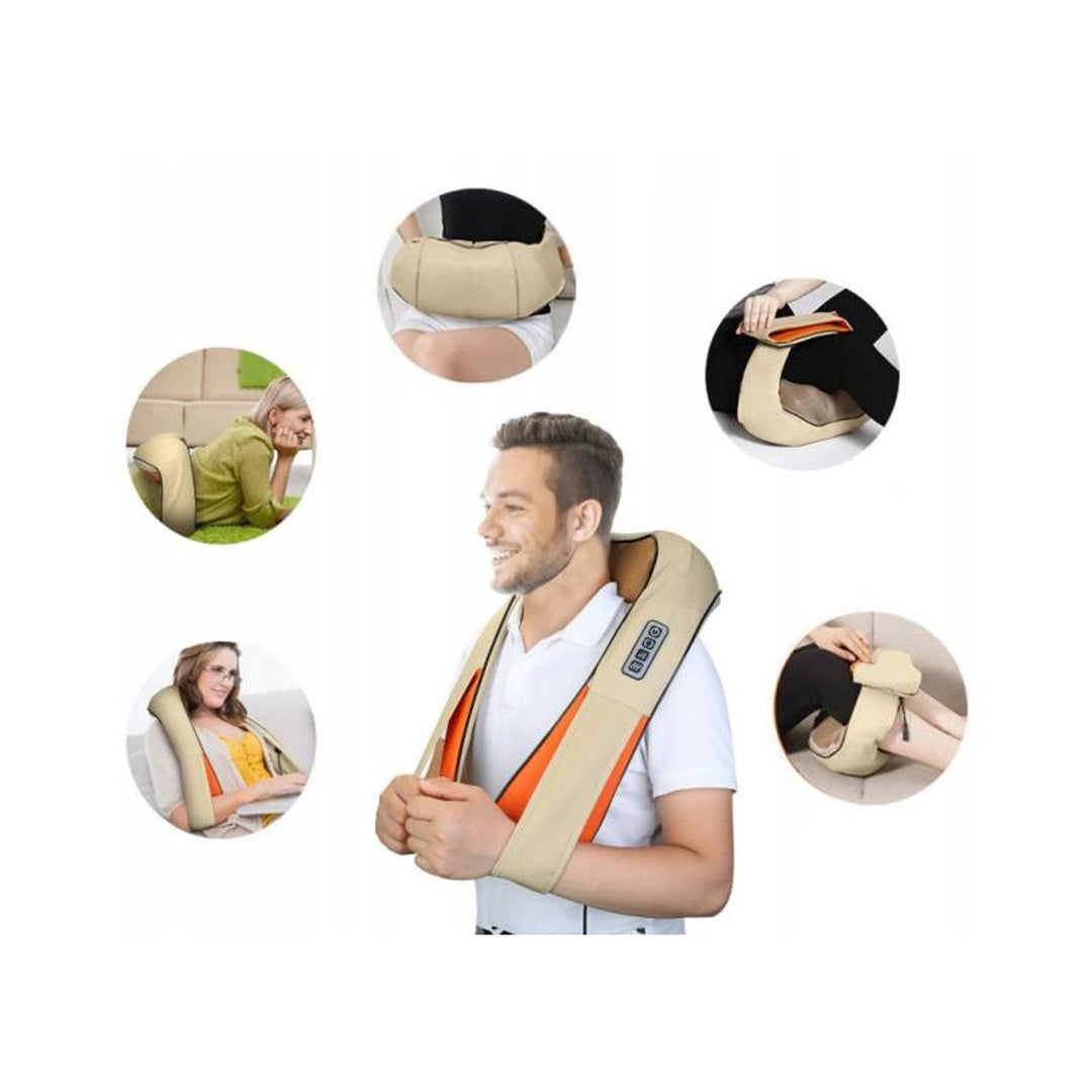 LTC Shiatsu 6D skuldermassager, 3 hastigheder, 5V, 24W, opvarmningsfunktion, LED-belysning, skridsikre stropper