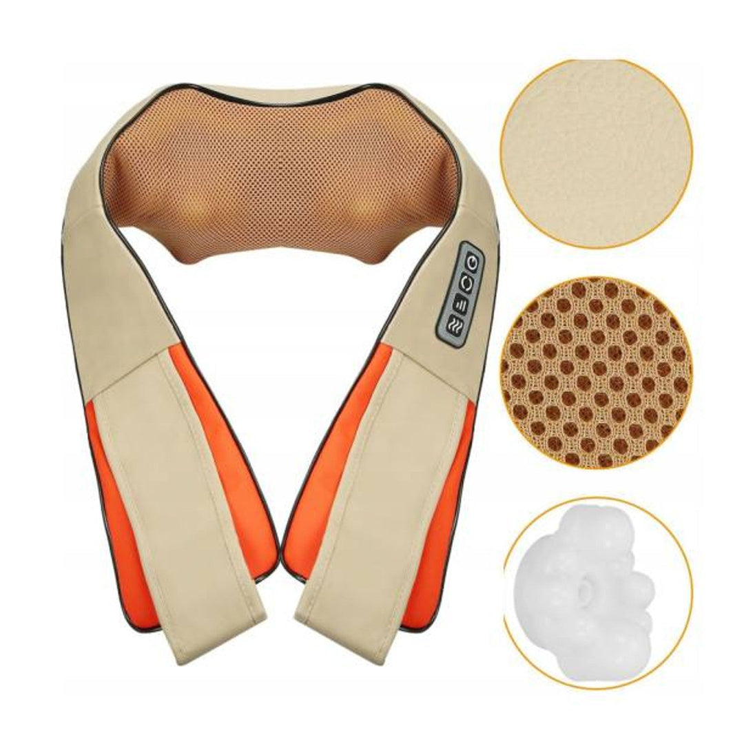 LTC Shiatsu 6D skuldermassager, 3 hastigheder, 5V, 24W, opvarmningsfunktion, LED-belysning, skridsikre stropper