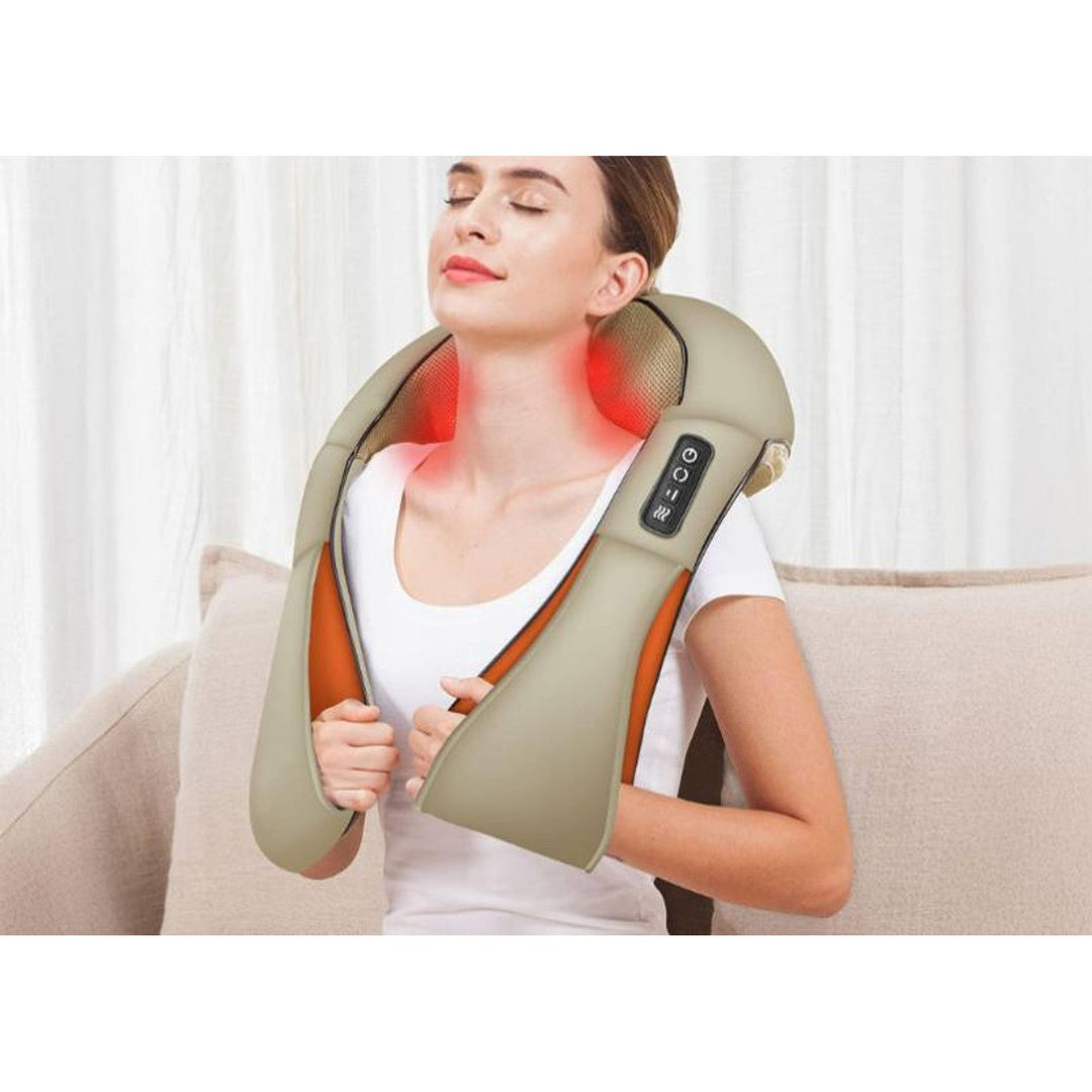 LTC Shiatsu 6D skuldermassager, 3 hastigheder, 5V, 24W, opvarmningsfunktion, LED-belysning, skridsikre stropper
