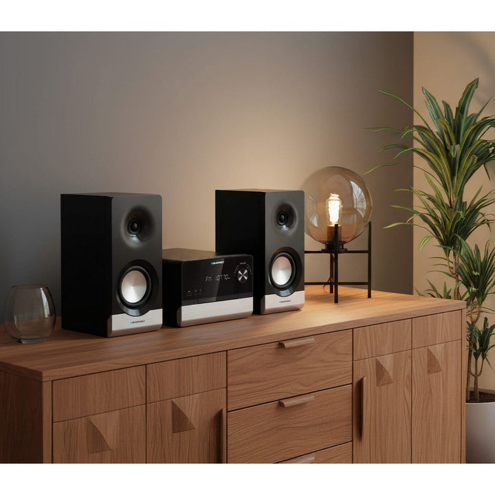 Blaupunkt mikrotårn, CD, USB, FM-radio, Bluetooth, fjernbetjening, ur med alarmfunktion, MS40.2BT