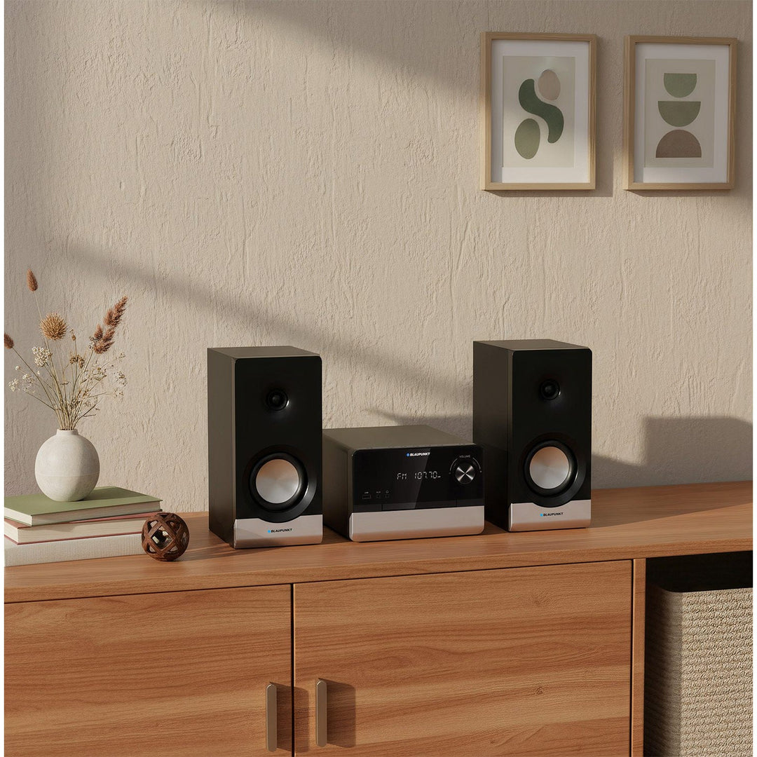 Blaupunkt mikrotårn, CD, USB, FM-radio, Bluetooth, fjernbetjening, ur med alarmfunktion, MS40.2BT