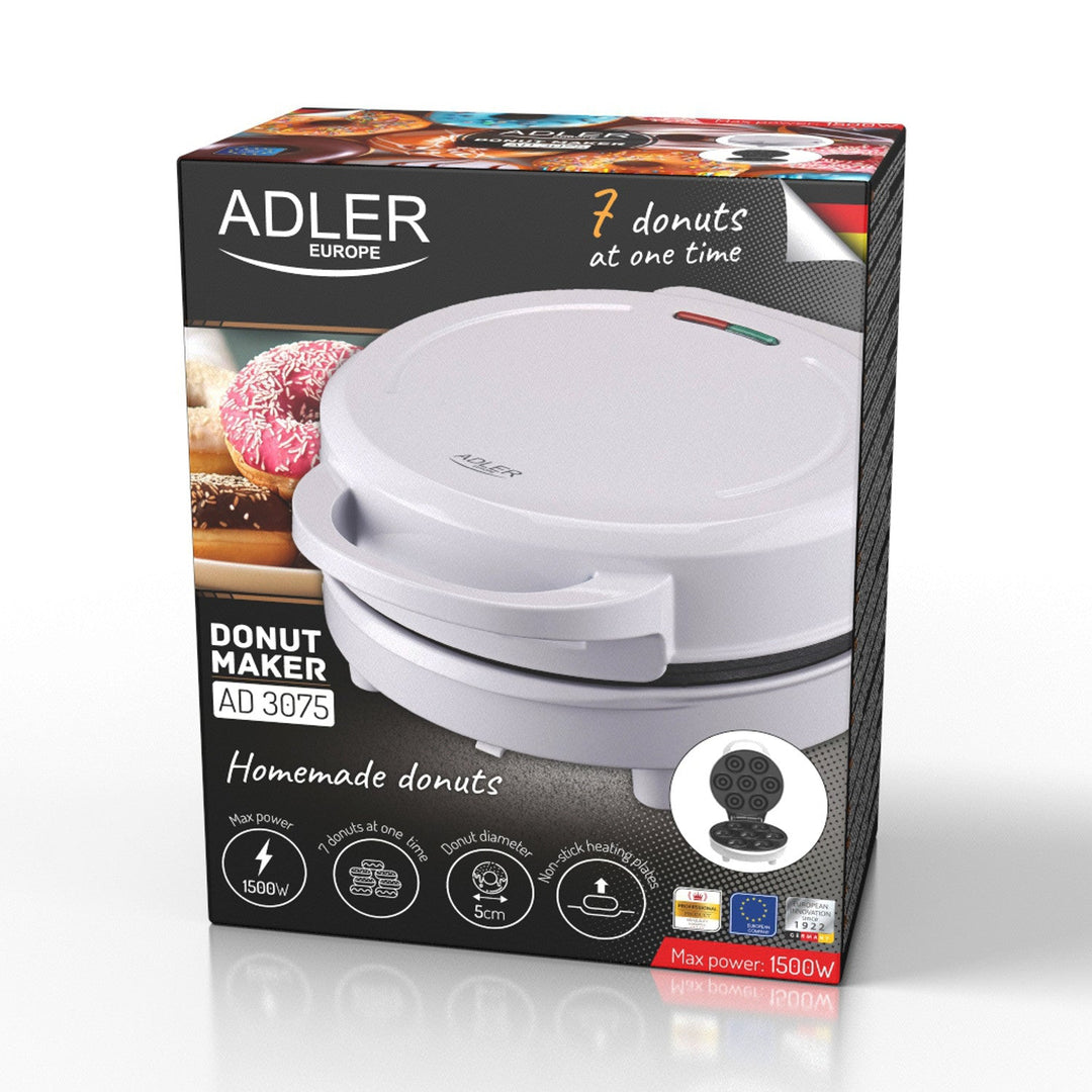 Adler donutbager, til 7 donuts, non-stick belægning, hvid, 1500 W, AD 3075