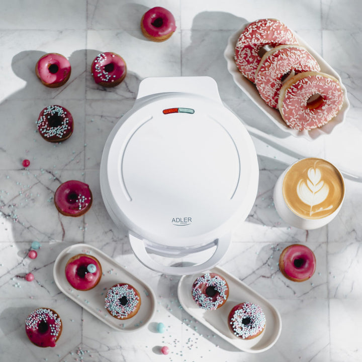 Adler donutbager, til 7 donuts, non-stick belægning, hvid, 1500 W, AD 3075