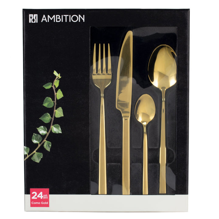 Bestik til 6 personer Como Gold 24-delt gaveæske AMBITION