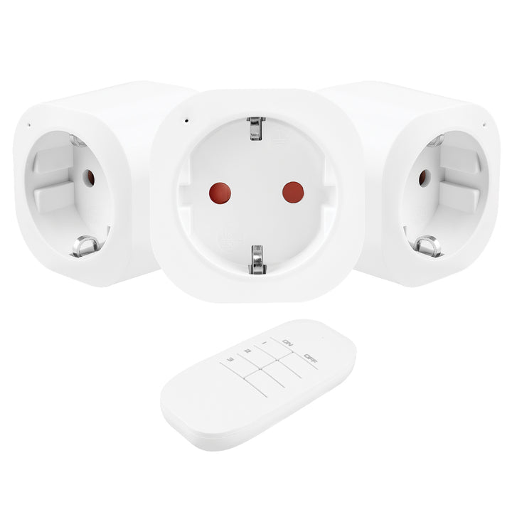 GreenBlue fjernbetjente stikkontakter, 3 stk., programmerbare, rækkevidde op til 30 m, 220–240 V AC, 50/60 Hz, 16 A, 433 MHz, GB313 F