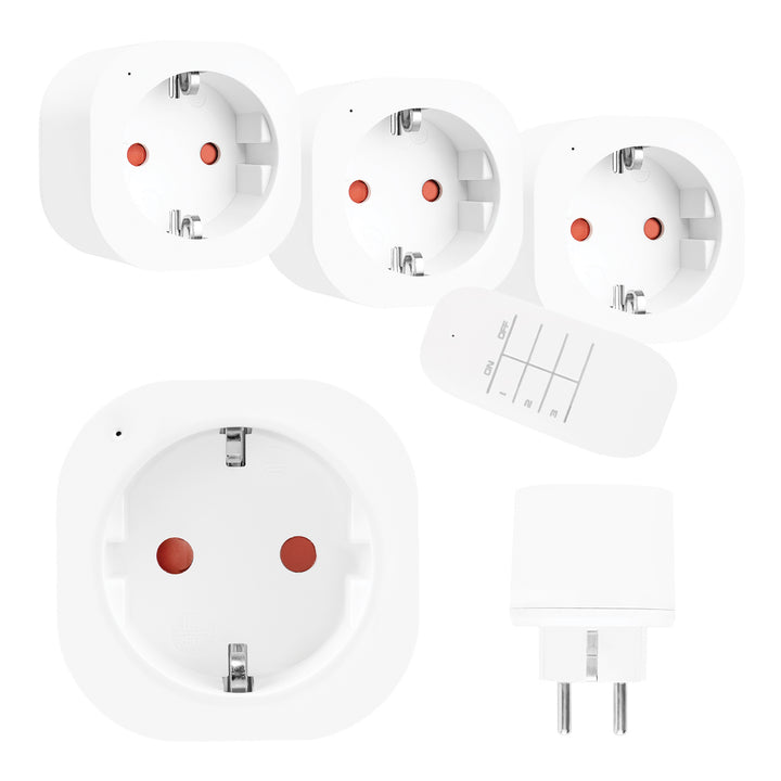 GreenBlue fjernbetjente stikkontakter, 3 stk., programmerbare, rækkevidde op til 30 m, 220–240 V AC, 50/60 Hz, 16 A, 433 MHz, GB313 F