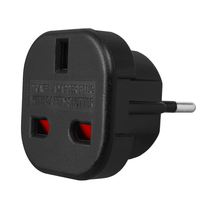 Maclean UK-stikadapter til EU-stik, sort, MCE72, 4 stk.