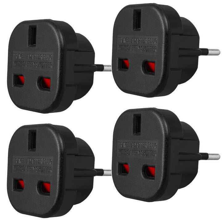 Maclean UK-stikadapter til EU-stik, sort, MCE72, 4 stk.