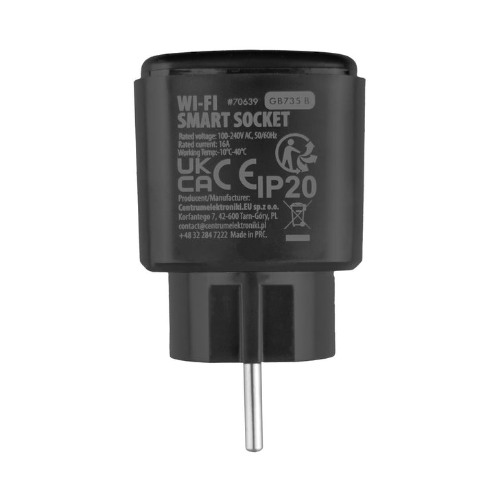 GreenBlue trådløs WiFi-stikkontakt, Android/iOS/Alexa/Google Home, timer, strømmåler, maks. 16 A/3840 W, GB735 B