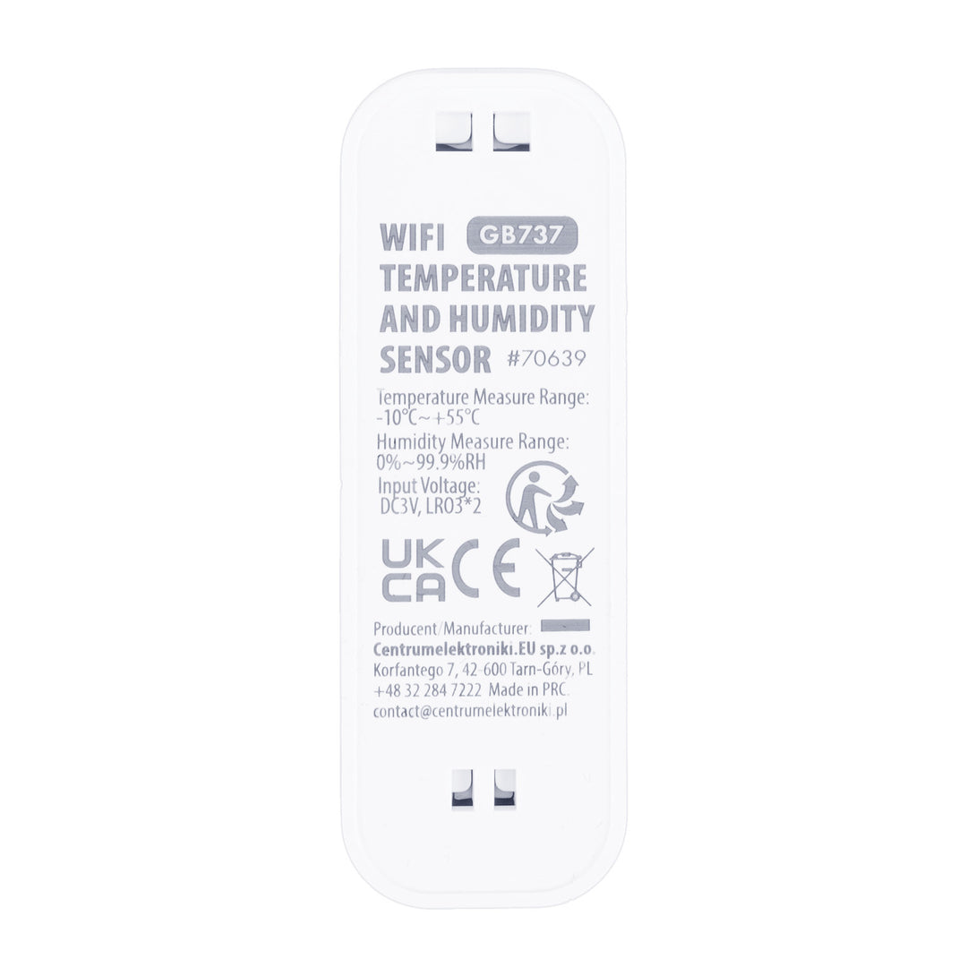 GreenBlue WiFi-temperatur- og fugtighedssensor, Android/iOS/Alexa/Google Home, 3,0 V DC, LR03x2, GB737
