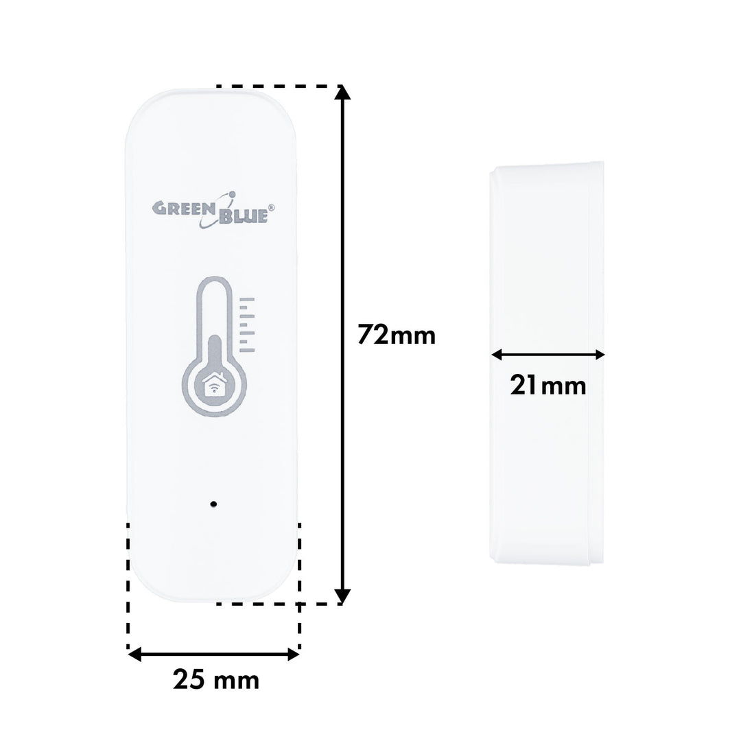 GreenBlue WiFi-temperatur- og fugtighedssensor, Android/iOS/Alexa/Google Home, 3,0 V DC, LR03x2, GB737