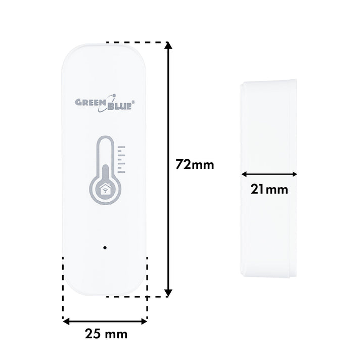 GreenBlue WiFi-temperatur- og fugtighedssensor, Android/iOS/Alexa/Google Home, 3,0 V DC, LR03x2, GB737