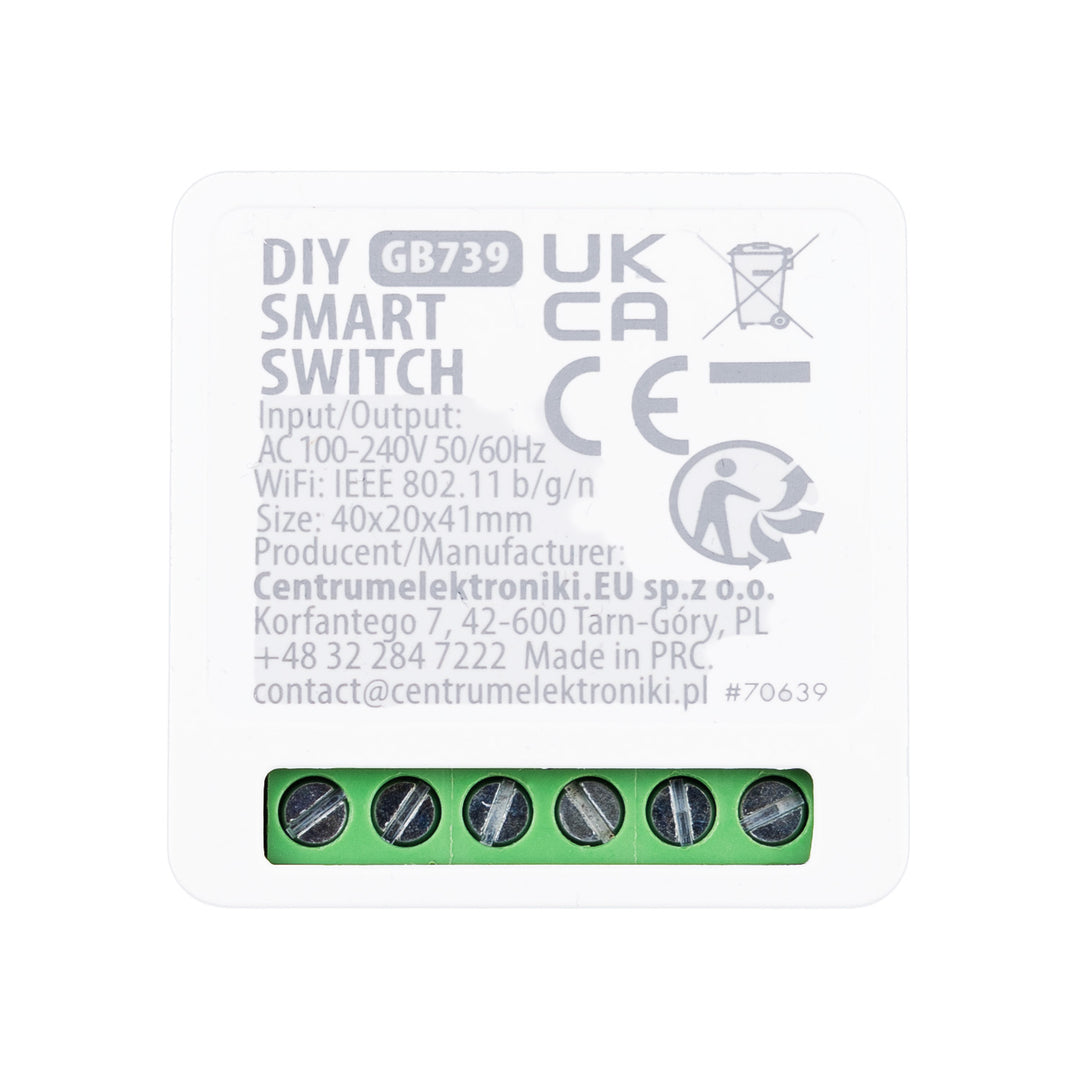 GreenBlue indbygget WiFi-relæ, Android/iOS/Alexa/Google Home, 100–240 V AC, 50/60 Hz, maks. 16 A, til LED 150 W, GB739