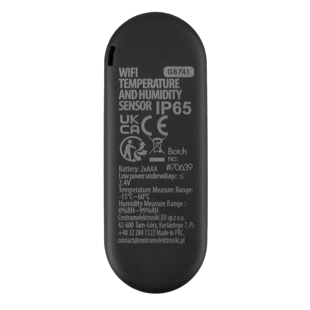 GreenBlue udendørs WiFi-sensor til temperatur og fugtighed, Android/iOS, 3,0 V DC, LR03 x 2, IP65, GB741