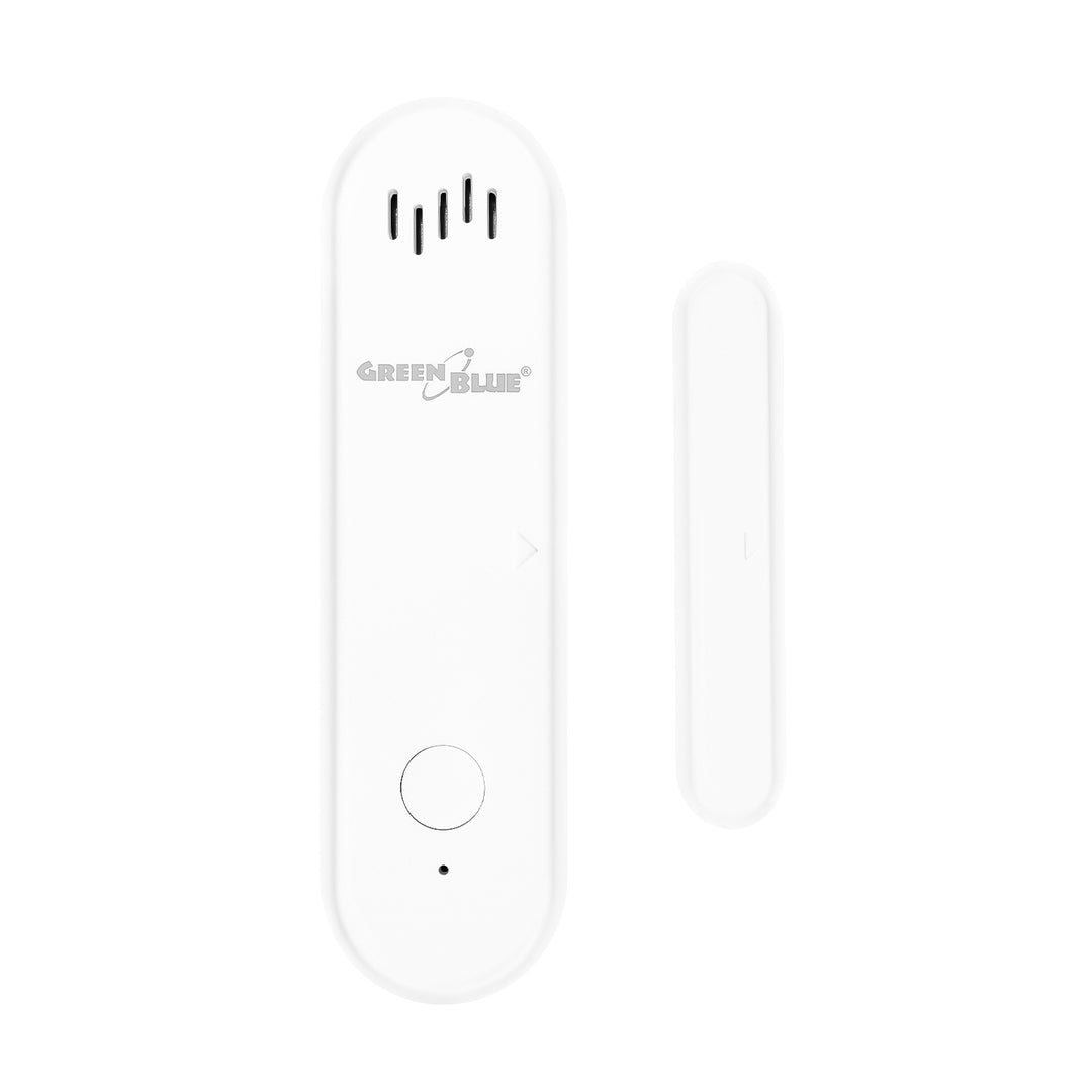 Trådløs kontaktor / åbningssensor med WiFi fra GreenBlue, Android/iOS, til døre / vinduer, 3,0 V DC, LR03x2, med alarm, GB478