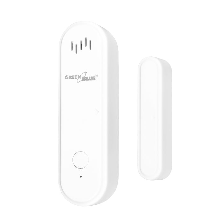 Trådløs kontaktor / åbningssensor med WiFi fra GreenBlue, Android/iOS, til døre / vinduer, 3,0 V DC, LR03x2, med alarm, GB478