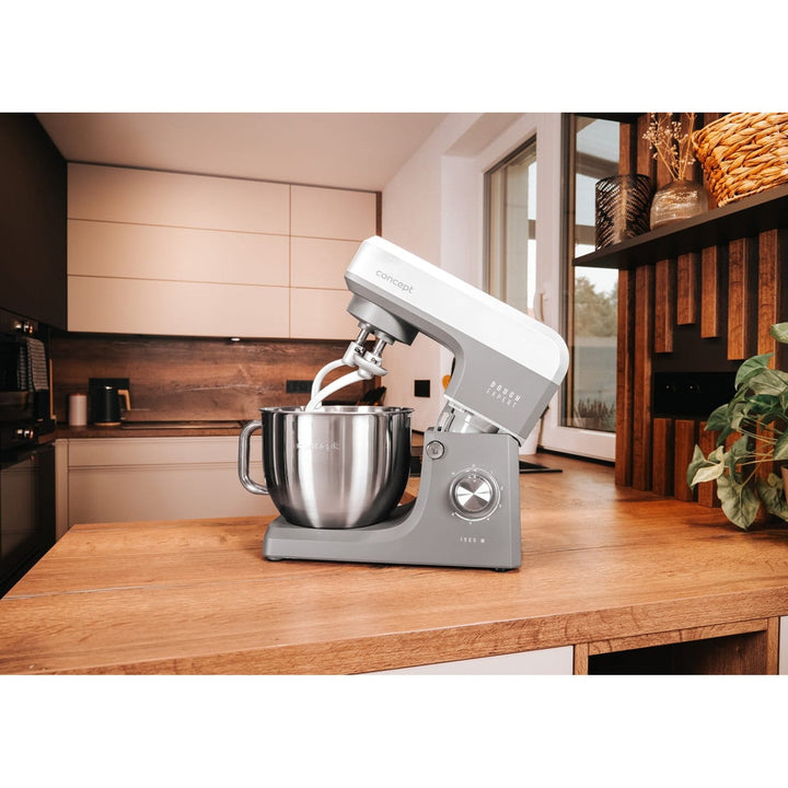 Concept Dough Expert planetarisk køkkenmaskine, 1900 W, dobbelt dejkrog, skålopvarmningsfunktion, 6 forskellige hastigheder, RM6010