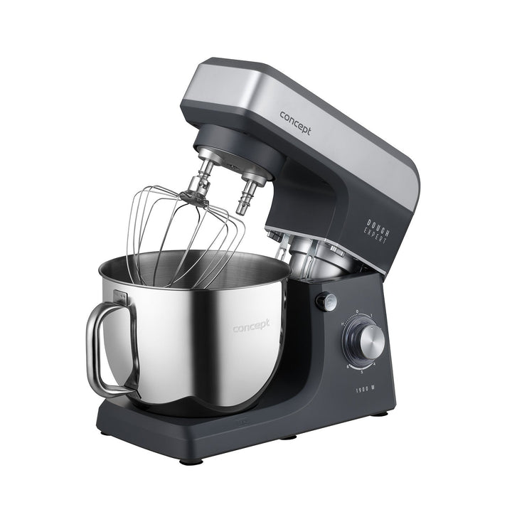 Concept Dough Expert planetarisk køkkenmaskine, 1900 W, dobbelt dejkrog, skålopvarmningsfunktion, 6 forskellige hastigheder, RM6010