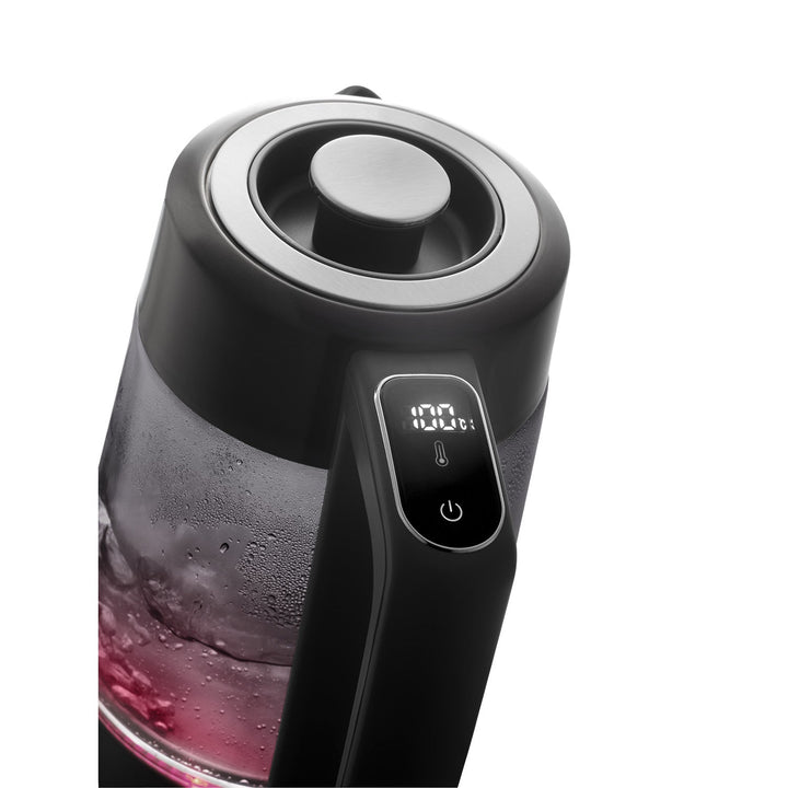 Concept elektrisk kedel i glas, kapacitet 1,7 l, effekt 1850-2200 W, sort, Strix-stik, temperaturregulering, digital styring, RK4195