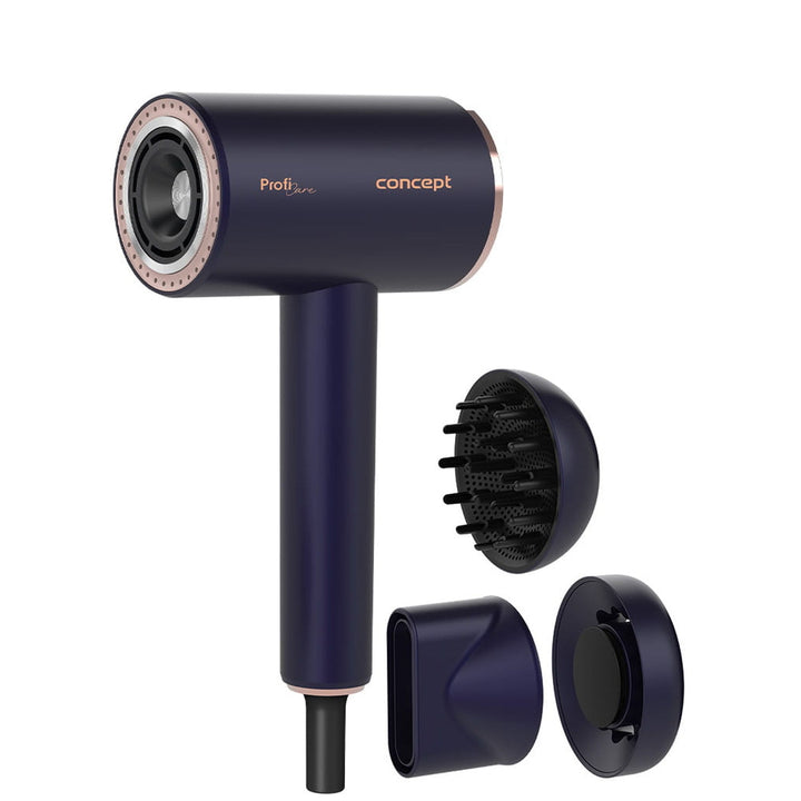 Concept ProfiCare hårtørrer, BLDC-motor, magnetiske påsætningsdyser, Oil Therapy-funktion, børnemodus, Cold Mode-funktion, VV8100
