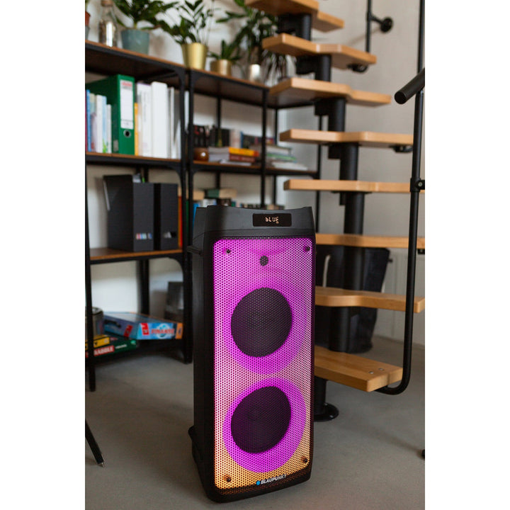 Blaupunkt Party Box-højttaler, LED-belysning, Bluetooth, USB og AUX, FM-radio, karaoke-funktion, fjernbetjening, PB08DB
