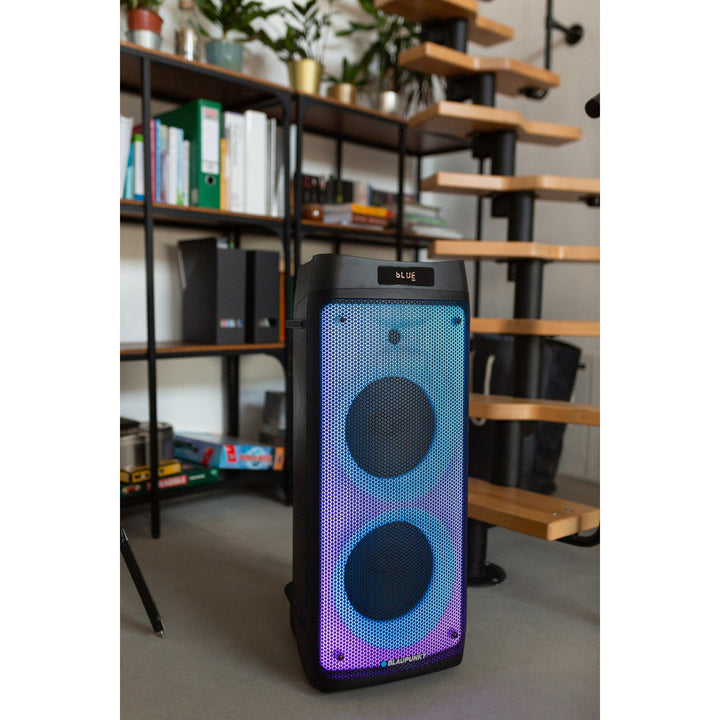 Blaupunkt Party Box-højttaler, LED-belysning, Bluetooth, USB og AUX, FM-radio, karaoke-funktion, fjernbetjening, PB08DB