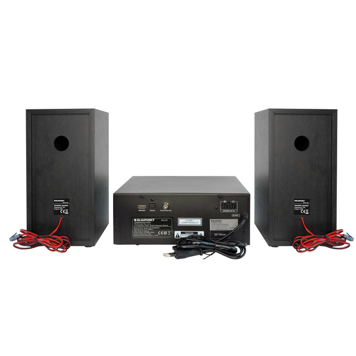 Blaupunkt mikrotårn, effekt 150 W, FM-radio, AUX-stik og USB-stik, Bluetooth, HDMI-indgang, vækkeur, LED-display, sort, MS30.02BT